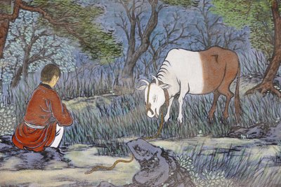 禅宗的十幅牧牛图代表了开悟的阶段牧牛图，首尔，Coree du Sud。 作者 不明