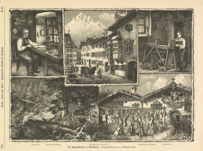 1882 年斯图加特米滕瓦尔德的小提琴工业（雕刻） 作者 未知艺术家