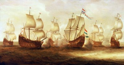 三十年战争（1618-1648 年）：1641 年，海军上将维特-德-威特（Witte de With，1599 -1658 年）与敦刻尔克的船只在荷兰尼乌波尔特（Nieuwpoort）附近的行动 作者 未知艺术家