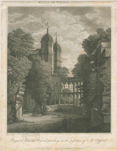 泰克斯霍尔（Tixall Hall）：版画，[[十九世纪初] 作者 不明