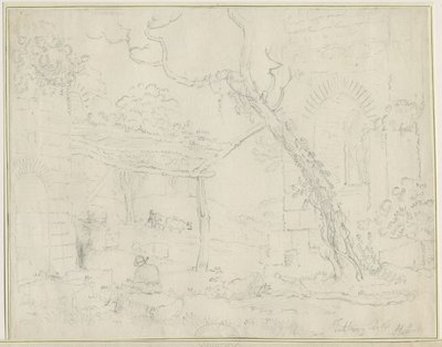 Tutbury Castle：铅笔素描，nd [？19th cent] 作者 不明
