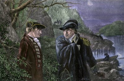 美利坚合众国独立战争（1775-1783 年）：1780 年 7 月，本尼迪克特-阿诺德（1741-1801 年）背叛祖国，承诺将西点军校交给英国。阿诺德提出以 2 万英镑和准将军衔将要塞归还英国。公司 作者 未知艺术家