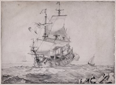 海上发射大炮的船只--皮埃尔-普热（1620-1694 年）17 世纪的绘画 太阳 23x32.5 厘米 马赛格罗贝特-拉巴迪博物馆 作者 未知艺术家