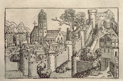 从 H. Schedel 题为“Liber Chronicarum”的版画书中看到的亚历山大古城景观 作者 未知艺术家