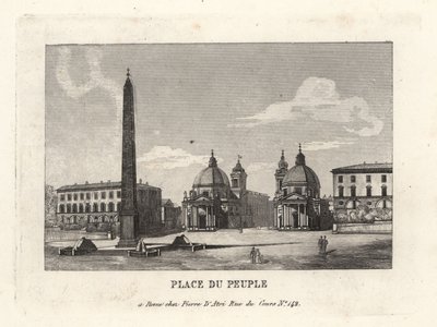 从罗马赫利奥波利斯 (Heliopolis) 可欣赏到人民广场 (Place du Peuple) 的人民广场 (Piazza del Popolo) 和拉美西斯二世 (Rameses II) 的埃及方尖碑 作者 Unbekannt