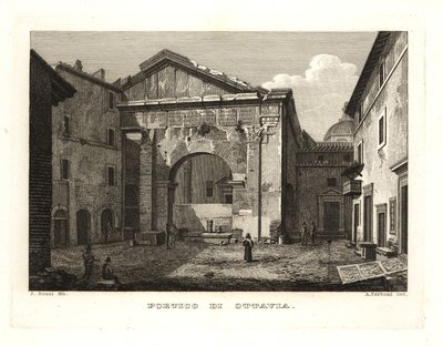 View of the Porticus Octaviae or Portico of Octavia (Portico di Ottavia), Rome 作者 不明