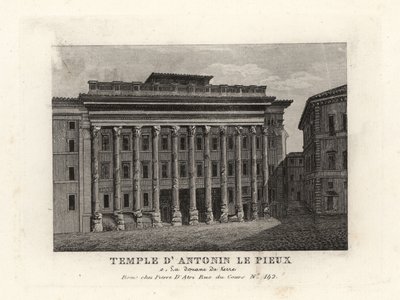 View of the Temple of Hadrian, Templum Divus Hadrianus, with 11 columns dedicated by his adoptive son Antoninus Pius, Temple d