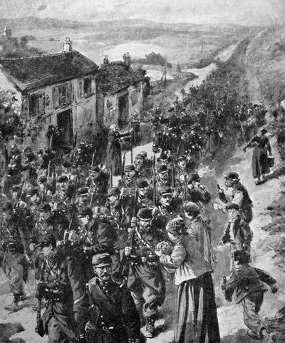 第一次世界大战--法国士兵开赴前线 1914 年 作者 未知艺术家