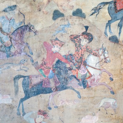 伊朗伊斯法罕 Naqsh-e Jahan Imam 广场 Qeysarieh 门户的壁画（壁画） 作者 未知艺术家