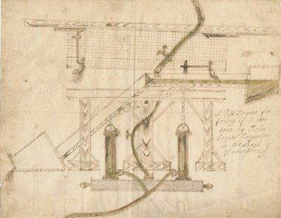 Wednesbury-倾斜引擎：钢笔和墨水绘图，nd [c 1710] 作者 不明