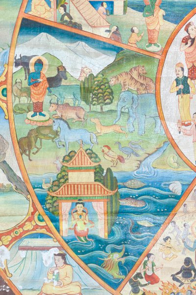 生命之轮，细节，泰国清迈乌蒙寺壁画 作者 未知艺术家