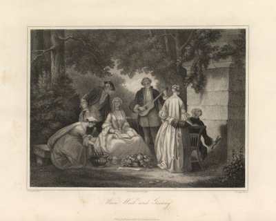 葡萄酒、女人和歌曲，的里雅斯特，c.1850（雕刻） 作者 未知艺术家