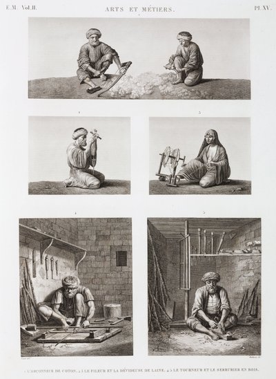 羊毛和精纺，纺织纺织和木材工人，埃及，约 1798 年 作者 不明