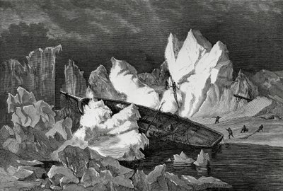 汉萨号的残骸被冰块压碎，1869年10月，北冰洋，德国第二次北极探险队 作者 未知艺术家