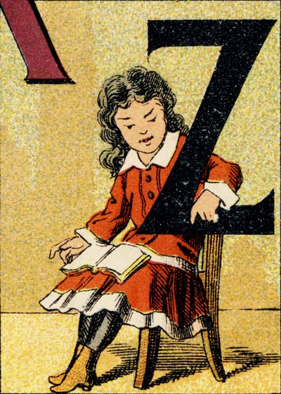 Z - 雕刻取自ABCD des petites filles。Pellerin & Cie, imprimeur-editeur, Epinal , 约1890年。A系列。尺寸：19 x 13,5厘米。 作者 不明