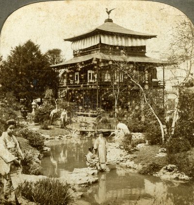 1904年，美国密苏里州圣路易斯世界博览会上的日本花园。 作者 安德伍德和安德伍德
