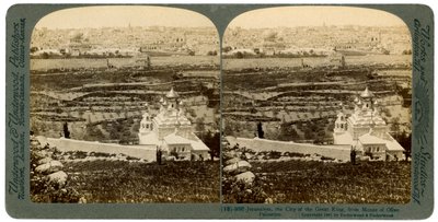 从巴勒斯坦橄榄山上看到的耶路撒冷，1901年。 作者 安德伍德和安德伍德