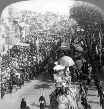 康诺特公爵夫人和公爵夫人以及伟大的Durbar游行，印度德里，1903年。 作者 安德伍德和安德伍德
