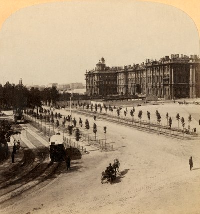 涅夫斯基大街的帝国冬宫，俄罗斯圣彼得堡，1897年。 作者 安德伍德和安德伍德