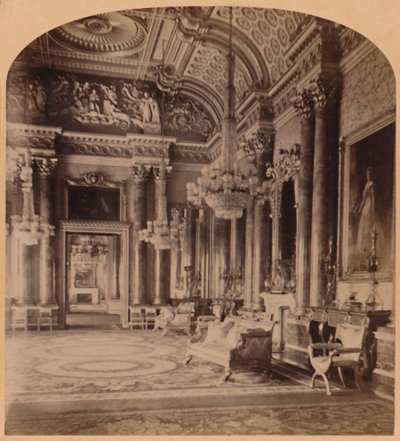 女王华丽蓝厅，白金汉宫，英国伦敦，1900年。 作者 安德伍德和安德伍德