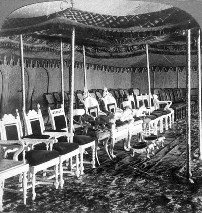 1903年，印度德里，克什米尔大公的杜巴帐篷中的金色天篷。 作者 安德伍德和安德伍德