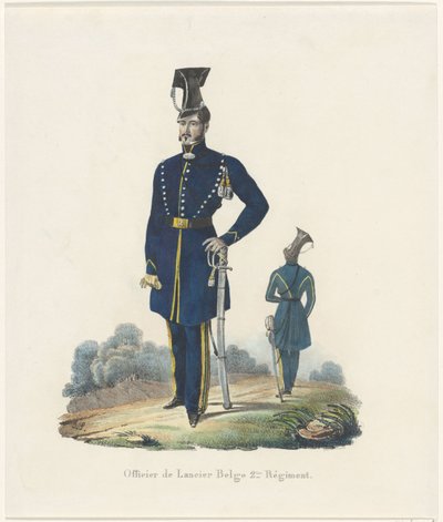 比利时骑兵，1830 年
Officier de Lancier Belge 2.me Régiment（物品上的标题） 作者 不明