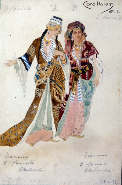 来自歌剧院Oberon的后宫女性的服装，由Carl Maria von Weber执导 作者 不明