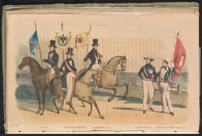Goes, Middelburg, Zierikzee 和 Vlissingen 荣誉卫队的服装和旗帜，1840-1842 年
V.组（标题在实物上） 作者 不明