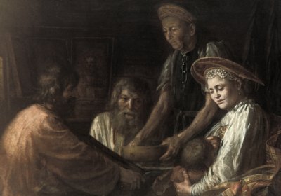 1774年米哈伊尔·希巴诺夫（Mikhail Shibanov）在农民吃晚餐。 作者 不明