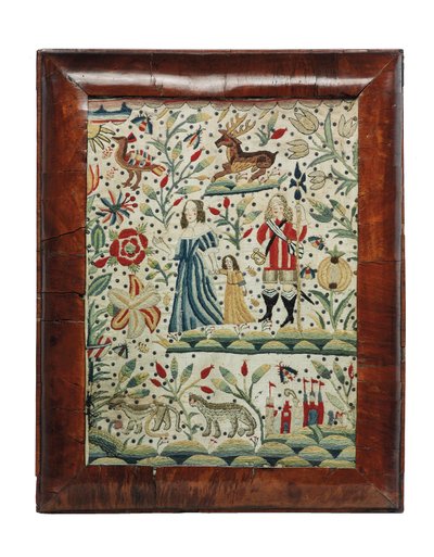 威廉和玛丽的针线画，约1690年（亚麻和羊毛） 作者 未知艺术家