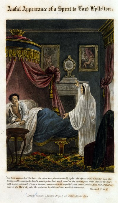 一个鬼魂出现在利特尔顿勋爵面前宣布他的死讯。 1825. 圣经。 米兰，莫兰多。 作者 未知艺术家