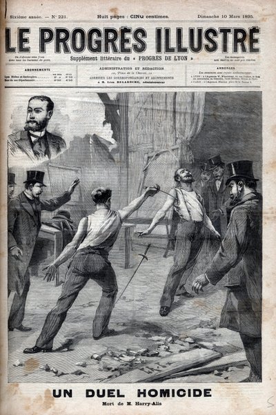 一场杀人的决斗--1895年3月1日，法国非洲委员会的两名成员之间发生了一场用长矛的决斗，他们之前是好战友，阿尔弗雷德-勒沙特利耶和希波利特-佩尔舍（别名哈里-阿里斯），而这 作者 未知艺术家