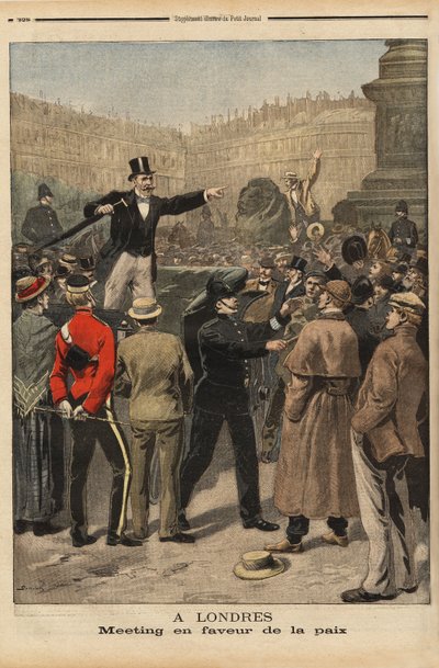 A peace meeting at Transvaal, Trafalgar square, London. Engraving in “” Le petit journal”” 8/9/1899. Selva Collection. 作者 未知艺术家