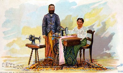 缝纫机广告 Singer，锡兰（现斯里兰卡）。1892 作者 未知艺术家