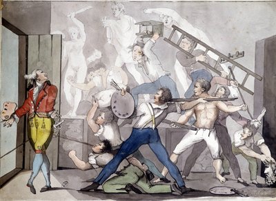 画家的寓言故事。19世纪的雕版画。 作者 未知艺术家