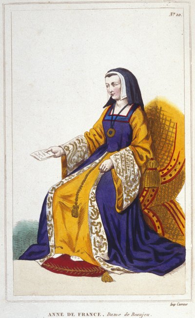 安妮-德-博热，法国公主（1460-1522）。路易-海豚的长女，未来的路易十一，她在丈夫皮埃尔-德-博热的帮助下统治了王国，路易十一曾委托他保管 作者 未知艺术家