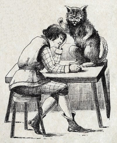 法国作家Charles Perrault（1628-1703）的故事《Le chat Botte》的匿名插图。图像 马塞尔-瓦涅，贾维尔-南希，无日期（19世纪末）。 作者 未知艺术家