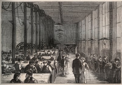 铁器车间--1875年巴黎维莱特大道市立学徒学校--雕版画 作者 未知艺术家