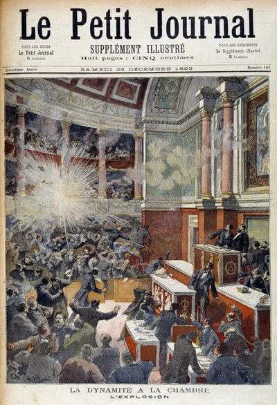 Attack in the House of Deputies. Explosion caused by a bomb posed by the anarchist Auguste Vaillant (1861-1894). in “” Le Petite journal””, 23/12/1893 作者 未知艺术家