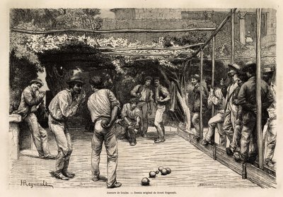 罗马（意大利）的球手。 弗朗西斯·魏 (Francis Wey) 于 1864 年至 1868 年在 Edouard Charton 的指导下发表在“Le tour du monde, nouveau journal des voyages”上的雕刻说明前往罗马的航行 作者 未知艺术家