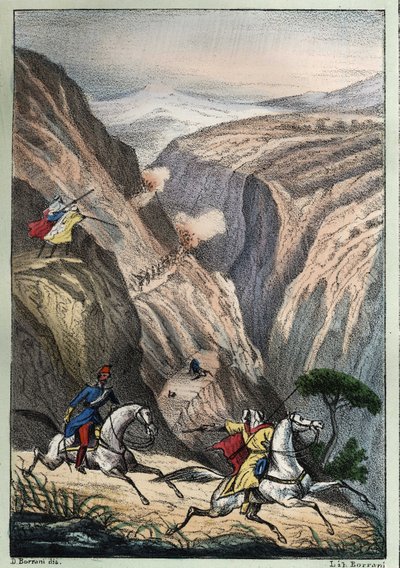 法国军队和阿拉伯抵抗组织在阿特拉斯山口的Teniah of Mouzaìa发生的战斗 作者 未知艺术家