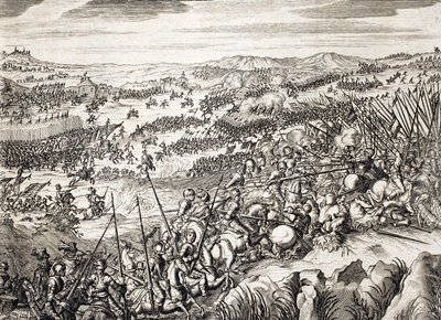 耿布卢战役（1578年）（Battle of Gembloux）西班牙军队对阵荷兰十七省的16支军队--法米亚诺-斯特拉达（1572-1649年）的 "Histoire De La Guerre Des Paisles-Bas "中的雕版画 作者 未知艺术家