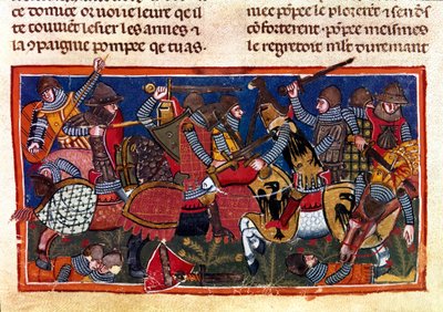 Battle scene Miniature from a French codex on parchment “Facts of the Romans”” recounting the ancient history up to Jules Cesar (101 BC-44 BC). 13th century Venice, biblioteca Marciana 作者 未知艺术家