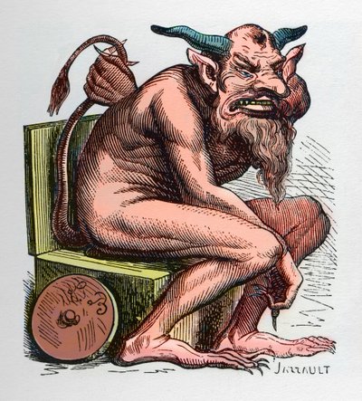 Belphegor，来自Jacques Albin Simon Collin de Plancy的《无间道词典》插图。 作者 未知艺术家