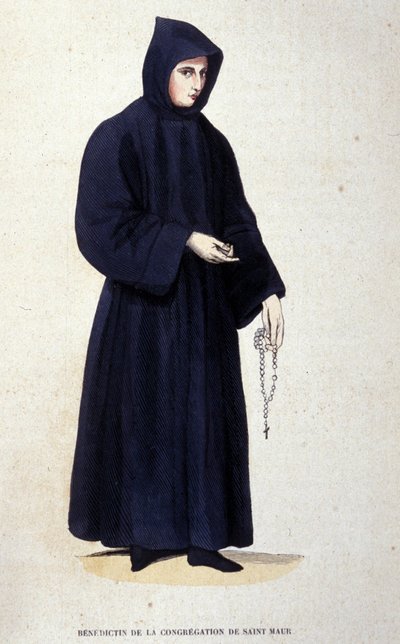 Benedictine of the congregation of Saint Maur. Engraving from an album on religious orders, Paris 作者 未知艺术家