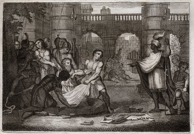 罗亚蒙的圣经，旧约。耶利米的预言。圣洁的先知和坑。1811年的插图。 作者 未知艺术家
