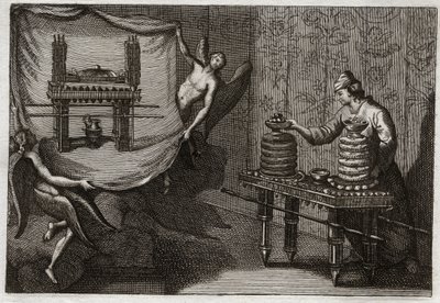 罗亚蒙的圣经，旧约。会幕中的求婚饼桌。1811年的插图。 作者 未知艺术家