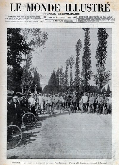 波尔多--巴黎-波尔多比赛的起点--1895年《图画世界》的封面 作者 未知艺术家