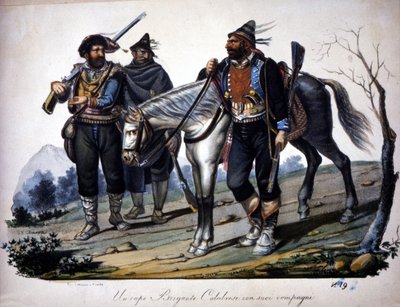 Brigandage in Calabria, Italy, engraving of the 19th century. 作者 未知艺术家