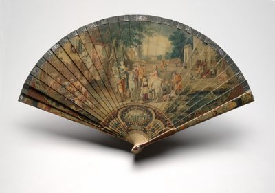 带狩猎场景的Brisé风扇，约1880-1900年（赛璐blade叶片上的油，纸带，人造to壳和黄铜） 作者 未知艺术家